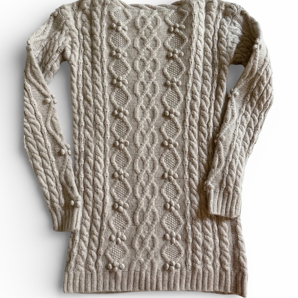 100% Cashmere - Elegant Cable Knit Sweater - Beige